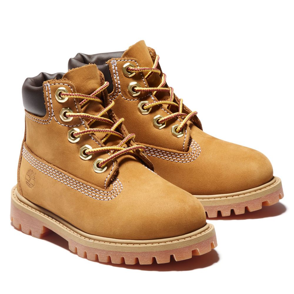 Timberland 6-Inch Μποτακια Παιδικα Καφε - Toddler Premium Waterproof - Greece 0641978-MH